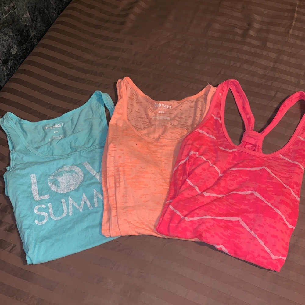 Three old navy racer back athletic tanks
